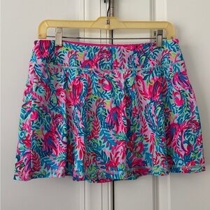 Lilly Pulitzer Luxletic Zadora high rise skort Pink Blue Flim Flam